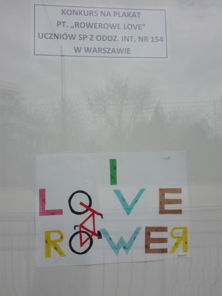 plakat wykonany przez ucznia: napis „I love rower”