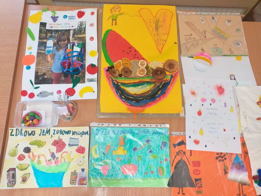 prace z konkursu pt.,,Zdrowo jem, zdrowo wyglądam"